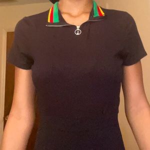 O ring zip up polo top